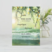 きらめくクリスマスビーチ写真Save the Date Card セーブザデート (スタンド正面)