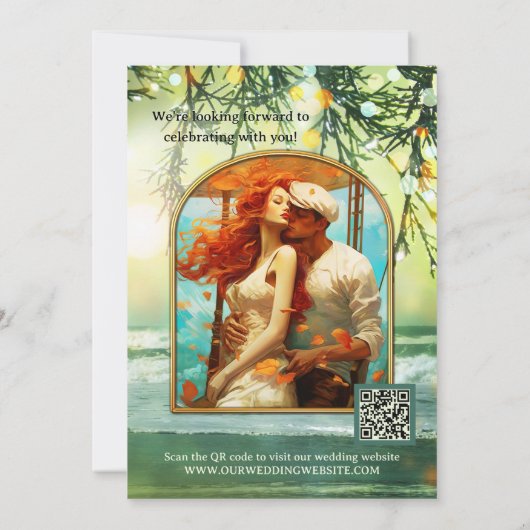 きらめくクリスマスビーチ写真Save the Date Card セーブザデート (裏面)