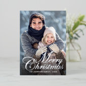 きらめくクリスマスフォトグリーティングシルバー 箔シーズンカード (立ち正面)