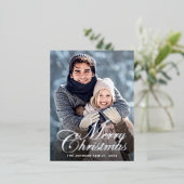 きらめくクリスマスフォトグリーティングシルバー 箔シーズンポストカード (立ち正面)