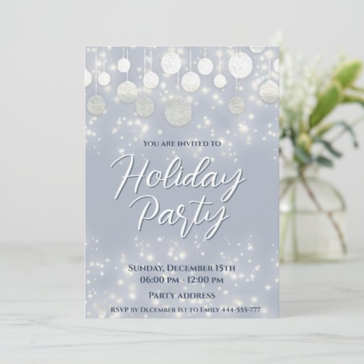きらめくクリスマスボールの休日企業のパーティー 招待状 (スタンド正面)