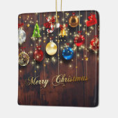 きらめくクリスマスボール、星、雪片 セラミックオーナメント (左)