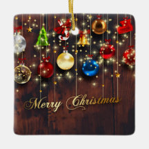 きらめくクリスマスボール、星、雪片