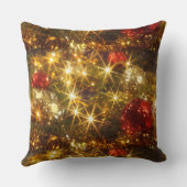 きらめくクリスマスライト赤と金ゴールド枕 クッション (裏面)