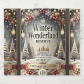 きらめくクリスマスワインボトルラベル(4" x 3.5") スパークリングワインラベル (シングルラベル)