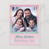 きらめくクリスマス家族の写真の休日はがき シーズンポストカード (正面)