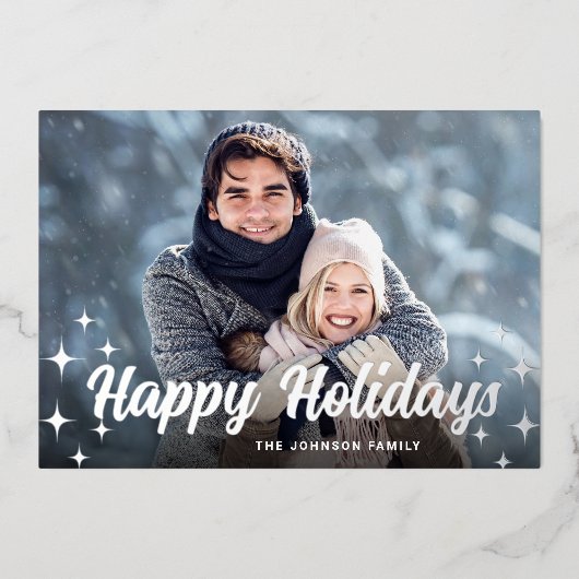 きらめくクリスマス4 PHOTOグリーティングシルバー 箔シーズンカード (正面)