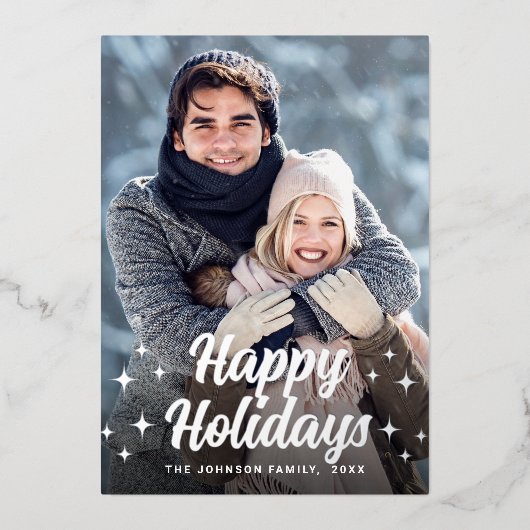 きらめくクリスマス4 PHOTOグリーティングシルバー 箔シーズンカード (正面)