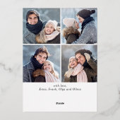 きらめくクリスマス5写真グリーティングシルバー 箔シーズンカード (裏面)