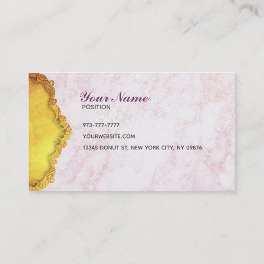 きらめくグリッターのピンク層のケーキのロイヤリティカード 名刺 (裏面)