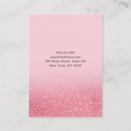 きらめくグリッターピンクジュエリーイヤリングディスプレイ 名刺 (裏面)