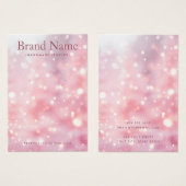 きらめくグリッターライツピンクのイヤリング表示カード (正面&裏面)