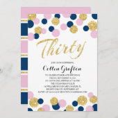 きらめくグリッター紙吹雪 | 30th誕生日 招待状 (正面/裏面)