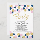 きらめくグリッター紙吹雪 | 40歳 招待状 (正面)