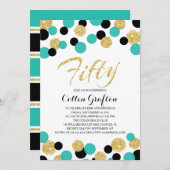 きらめくグリッター紙吹雪 | 50歳 招待状 (正面/裏面)