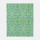 きらめくグリーン市松模様にフリースブランケット フリースブランケット (正面)