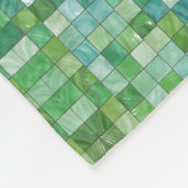 きらめくグリーン市松模様にフリースブランケット フリースブランケット (角)