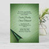 きらめくグリーン結婚式招待状 招待状 (スタンド正面)