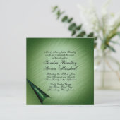 きらめくグリーン結婚式招待状 招待状 (スタンド正面)