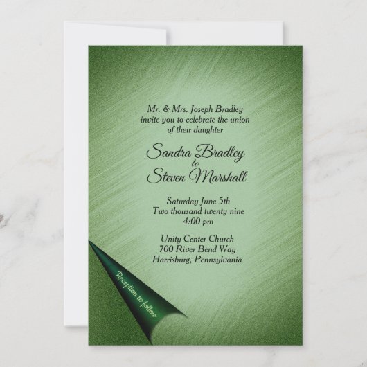 きらめくグリーン結婚式招待状 招待状 (正面)