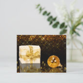 きらめくゴールデンクリスマスホリデー葉書 シーズンポストカード (スタンド正面)