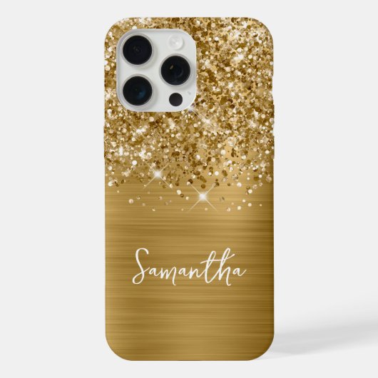 きらめくゴールドの華やかさネーム iPhoneケース (裏面)
