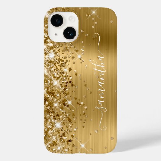 きらめくゴールドの華やかフェミニンスウォッシュのサイン Case-Mate iPhoneケース (裏面)