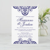 きらめくサファイア華美結婚式招待状 招待状 (スタンド正面)