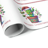 きらめくサボテンのクリスマス ラッピングペーパー (ロールコーナー)