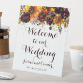 きらめくサン&ワインウェルカム結婚ペデスタルサイン 台座サイン (インサイチュ)