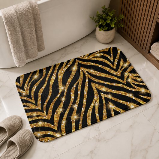 きらめくシマウマ ストライプ柄 バスマット