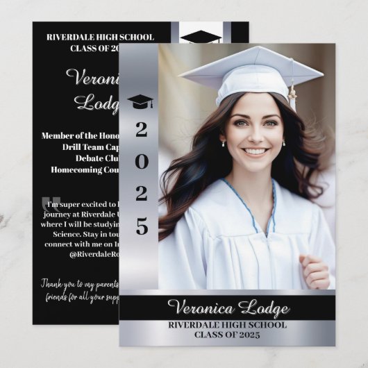 きらめくシャイン卒業発表フォトカード 招待状 (正面/裏面)