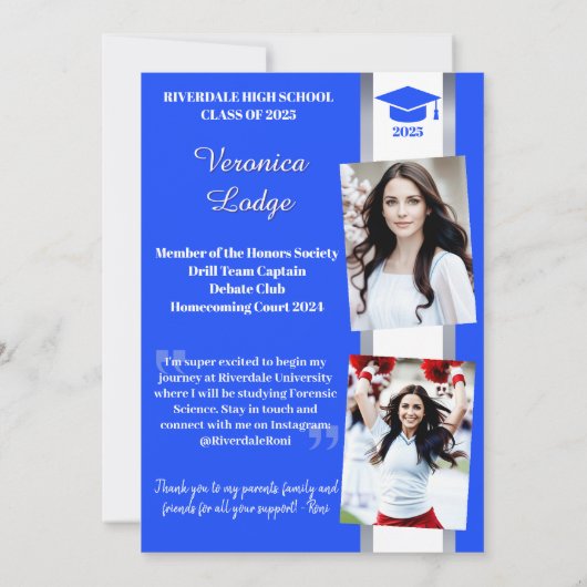 きらめくシャイン卒業発表フォトカード 招待状 (裏面)