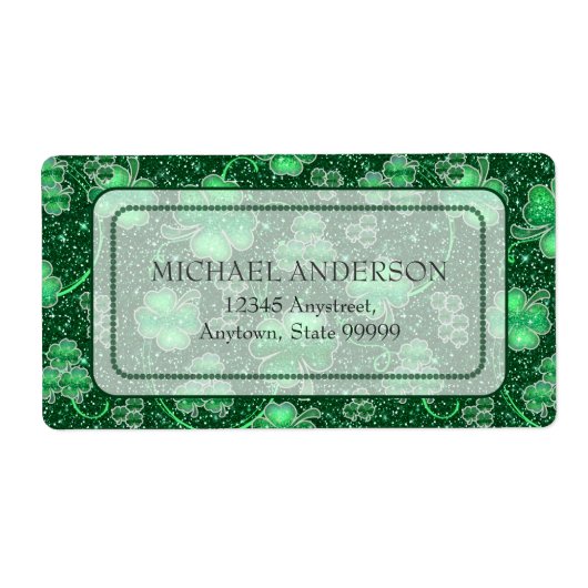 きらめくシャムロックと渦巻き旋回ID289 ラベル (正面)