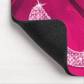 きらめくショッキングピンク音楽ノート及びスチレットヒール マウスパッド (コーナー)