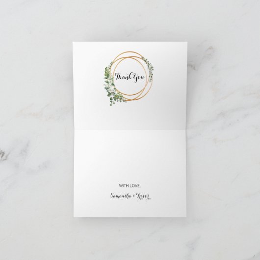 きらめくシルバーとゴールデンのリングや輪 サンキューカード (内部)