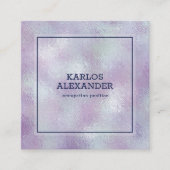 きらめくシルバーとピンクの背景のイメージ スクエア名刺 (正面)