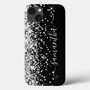 きらめくシルバーとブラックのガーリーなサイン iPhone 13ケース