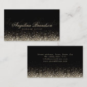 きらめくシルバーのメイクアップアーティスト、ダマスクブラックカード 名刺 (正面/裏面)