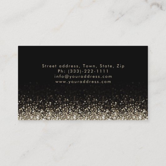 きらめくシルバーのメイクアップアーティスト、ダマスクブラックカード 名刺 (裏面)