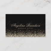 きらめくシルバーのメイクアップアーティスト、ダマスクブラックカード 名刺 (正面)