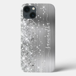 きらめくシルバーフォイル モダンガーリーなサイン iPhone 13ケース