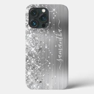 きらめくシルバーフォイル モダンガーリーなサイン iPhone 13 PROケース