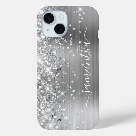 きらめくシルバーフォイル モダンガーリーなサイン Case-Mate iPhoneケース (裏面)