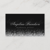 きらめくシルバーライトメイクアップダマスクブラックカード 名刺 (正面)
