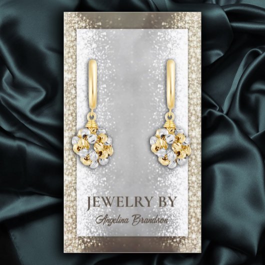 きらめくシルバー金ゴールドグリッターイヤリングディスプレイ 名刺