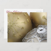 きらめくシルバー&金ゴールドクリスマスボール シーズンポストカード (正面/裏面)