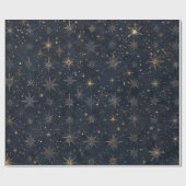 きらめくシルバー&金ゴールドスターラッピング紙 ラッピングペーパー (フラット)