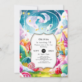 きらめくシンプル誕生日 招待状