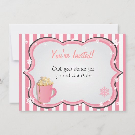 きらめくシークインピンクアイススケートで滑るパーティー招待状 招待状 (裏面)